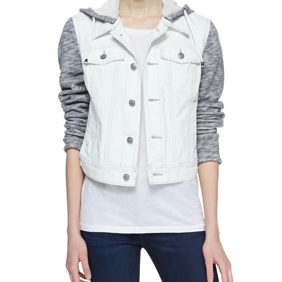 Free People Jackets \u0026 Coats | Free People Hoodie White Denim Jacket | Color: Gray/White | Size: S | Gebhardttess's Closet